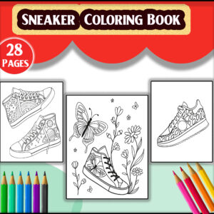 28-Page Sneaker Coloring Book - Sneaker Designs for Kids & Adults