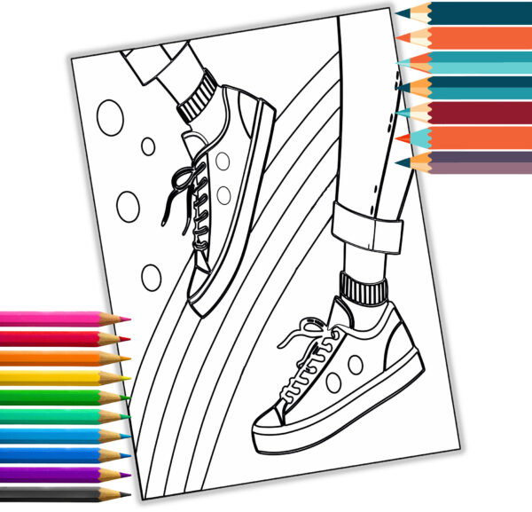 28-Page Sneaker Coloring Book - Sneaker Designs for Kids & Adults