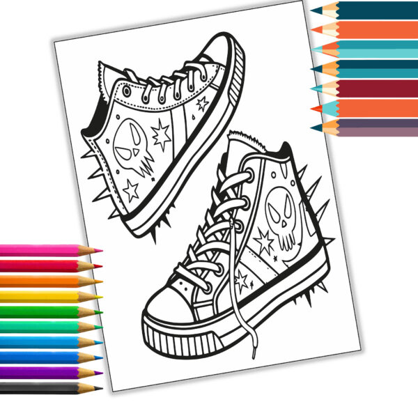 28-Page Sneaker Coloring Book - Sneaker Designs for Kids & Adults