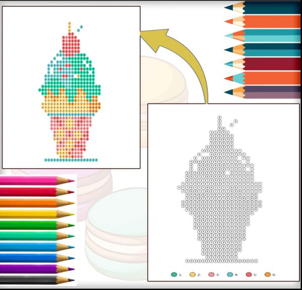 Color by Number Circle Desserts Coloring