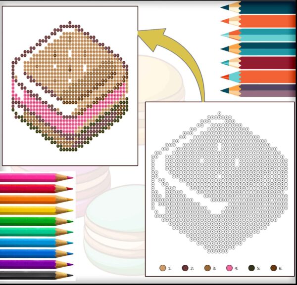 Color by Number Circle Desserts Coloring