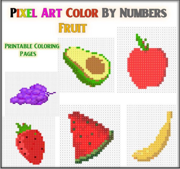 Pixel Art Color By Numbers - Fruit Theme