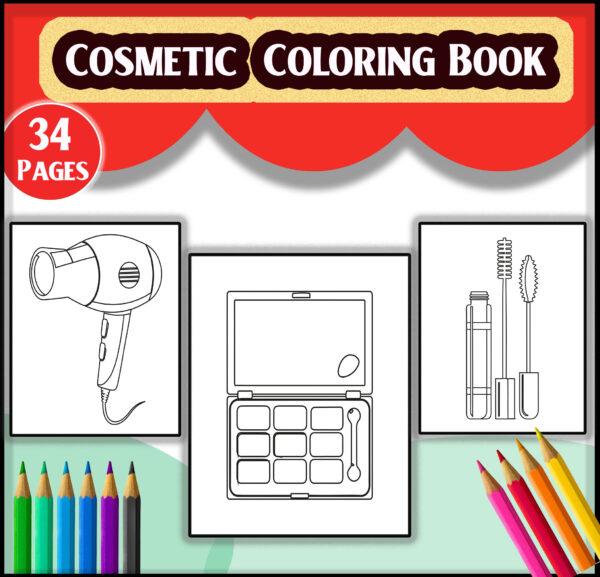 Cosmetic Coloring book- Makeup and Beauty Accessories