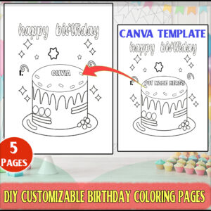 CUSTOMIZABLE BIRTHDAY COLORING | Canvas Template