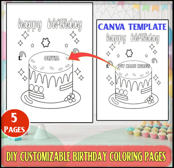 CUSTOMIZABLE BIRTHDAY COLORING | Canvas Template