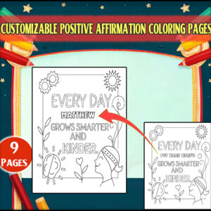 customizable positive affirmation coloring pages - edit yourself! -template canva