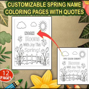 customizable spring name coloring pages with quotes -template canva