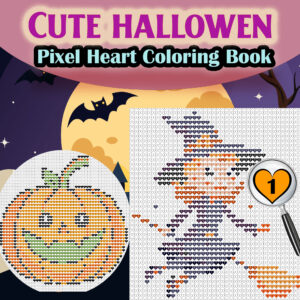 Cute Hallowen Pixel Hearts: Coloring Book for Relaxation and Creativity