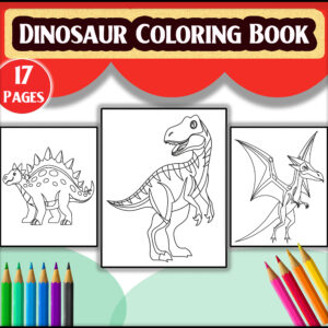 Dinosaur Coloring Book - digital coloring book PDF