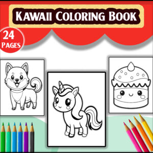 Kawaii Coloring Book | Cute Adorable Characters Digital Download