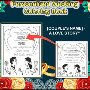 Personalized Wedding Coloring Activity Book - Unique Engagement Gift! -template canva