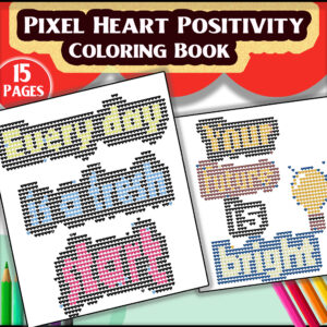 Pixel Heart Positivity Coloring Book
