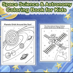 Space Science & Astronomy Coloring Book | Printable Solar System Activities | for Kids Ages 5-12