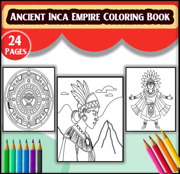 Ancient Inca Empire Coloring Book - Digital Download - 24 Pages bold