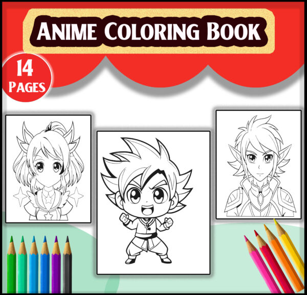 Anime Coloring Book -Digital Download