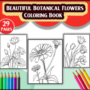 Beautiful Botanical Flowers Coloring Book | 29 Designs | Digital Download | Printable Adult Coloring Pages