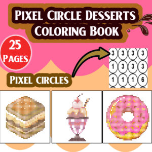 Color by numbers Circle Desserts Coloring Book | 25 Geometric Cake & Sweets Designs