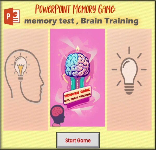 PowerPoint Memory Game: Brain training with simple, animated images,possibility of customizing quizzes and images