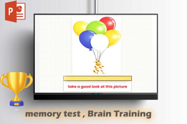 PowerPoint Memory Game: Brain training with simple, animated images,possibility of customizing quizzes and images