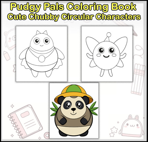 Pudgy Pals Coloring Book - Cute Chubby Circular Characters for All Ages
