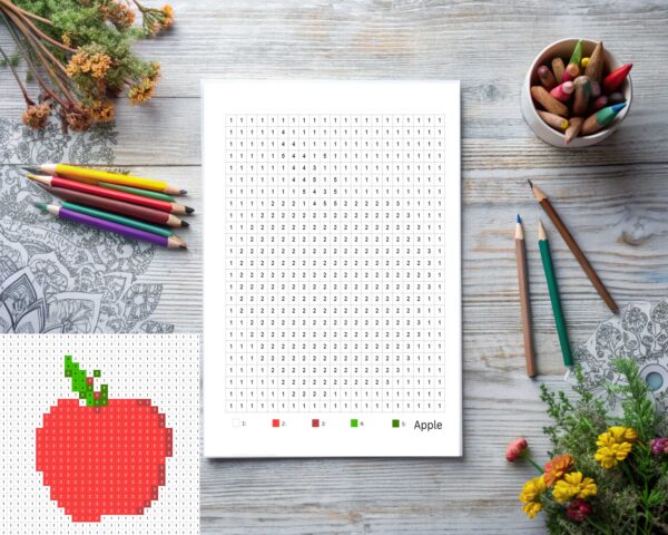 Pixel Art Color By Numbers - Fruit Theme