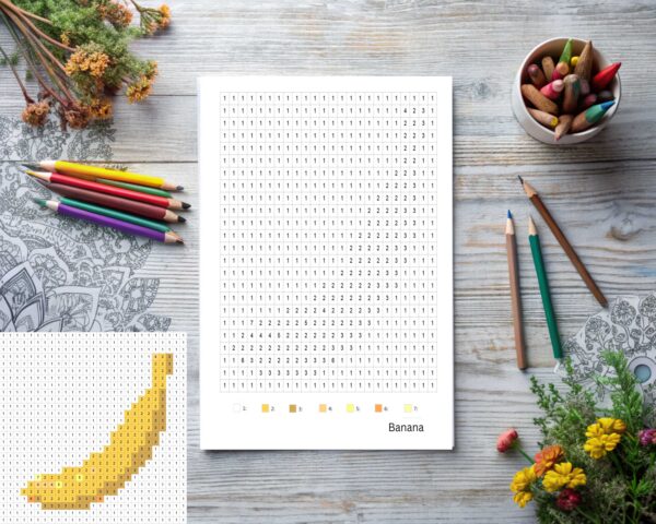 Pixel Art Color By Numbers - Fruit Theme
