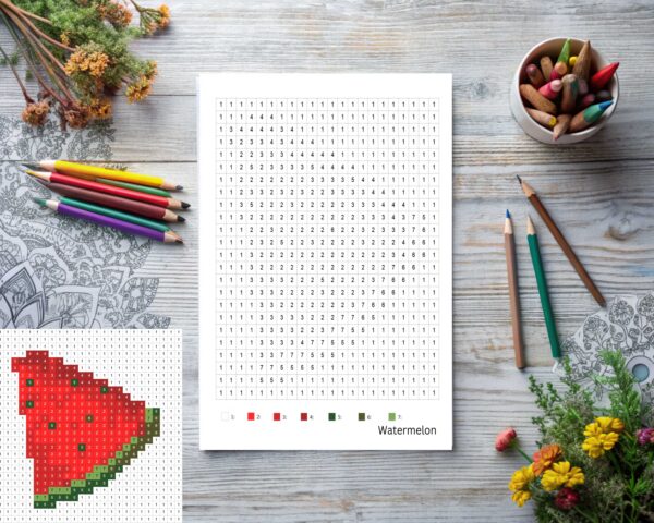 Pixel Art Color By Numbers - Fruit Theme