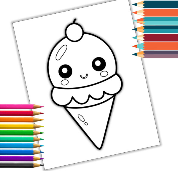 Kawaii Coloring Book | Cute Adorable Characters Digital Download