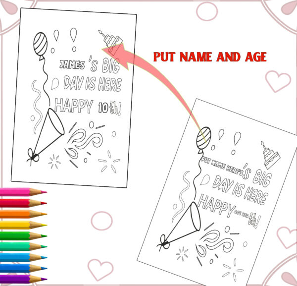 CUSTOMIZABLE BIRTHDAY COLORING | Canvas Template