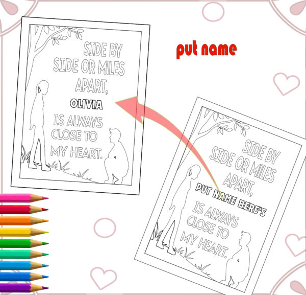 Customizable Name Quotes Friendship Coloring Book - Best Friend Gift- canva template