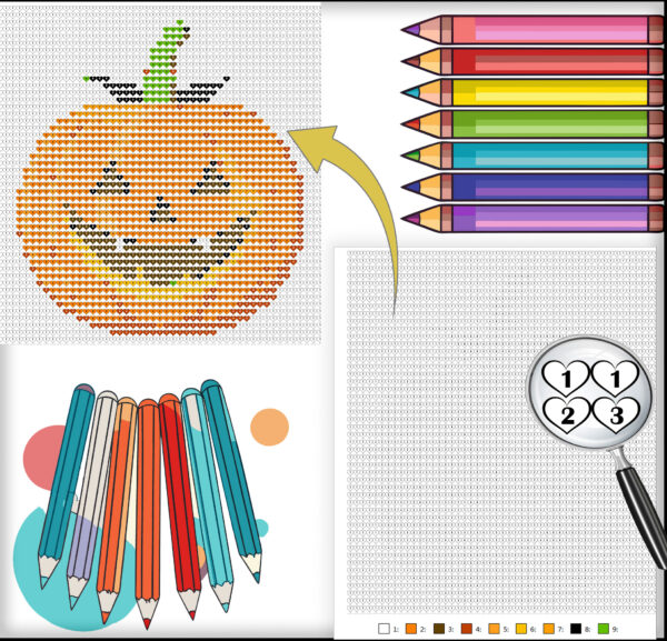 Cute Hallowen Pixel Hearts: Coloring Book for Relaxation and Creativity