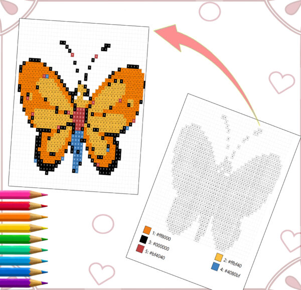 Cute Spring Pixel Art Color by Number | Digital Printable Coloring Pages