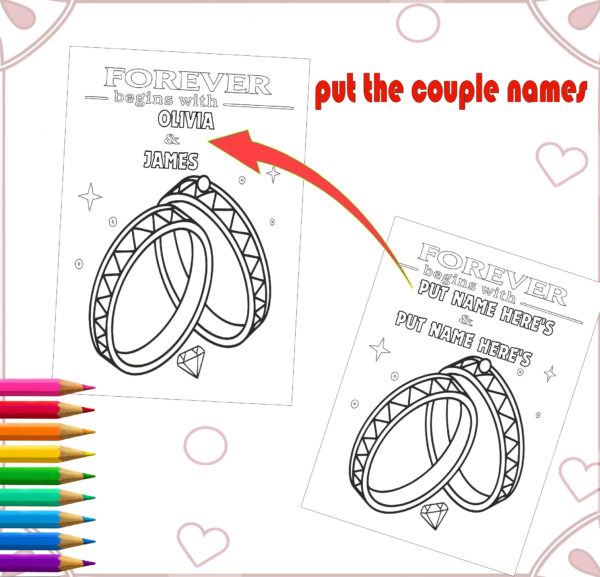 Personalized Wedding Coloring Activity Book - Unique Engagement Gift! -template canva