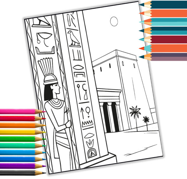 Ancient Egypt Coloring Book - Pyramids and Mummies - Printable PDF