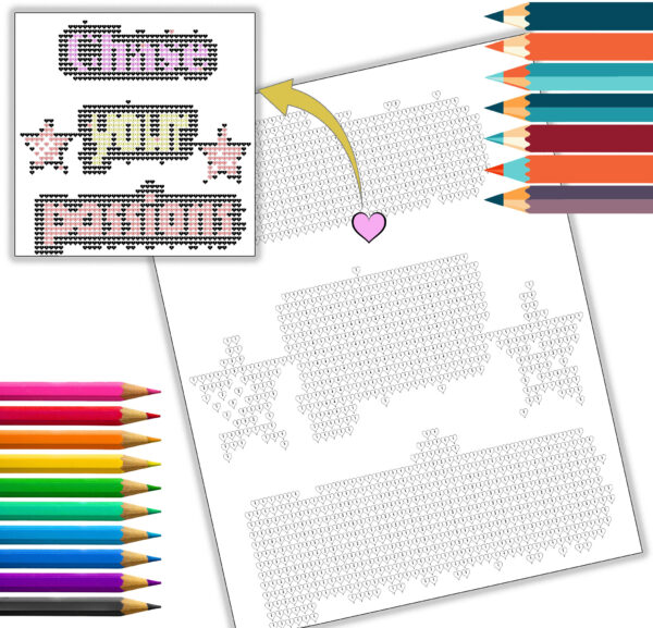 Pixel Heart Positivity Coloring Book