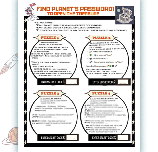 PLANET Password Puzzle Game:Math & Logic Puzzle Challenge