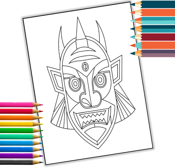 Tribal Masks Coloring Book: 30 Intricate Designs Inspired by Global Cultures | Printable PDF & Adult Coloring Pages | Cultural Art Therapy
