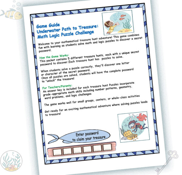 Underwater Path to Treasure: Math & Logic Puzzle Challenge