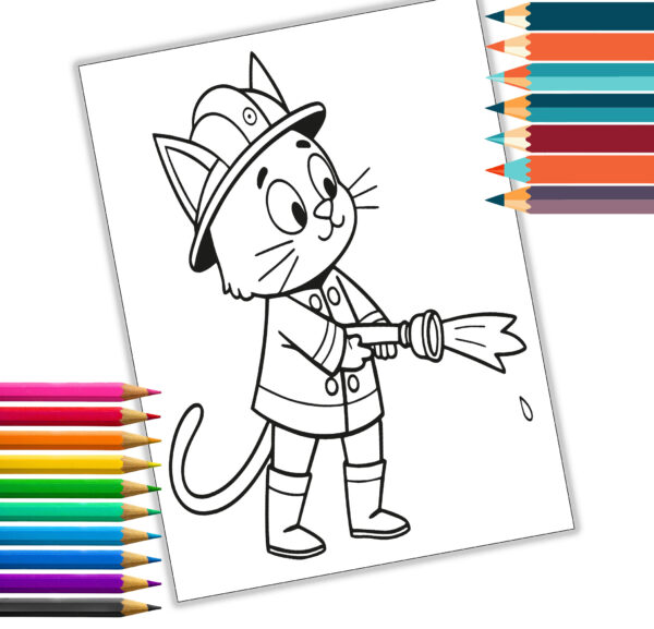 Working Cats Coloring Book | Educational Adult & Kids Coloring Pages | Digital Download