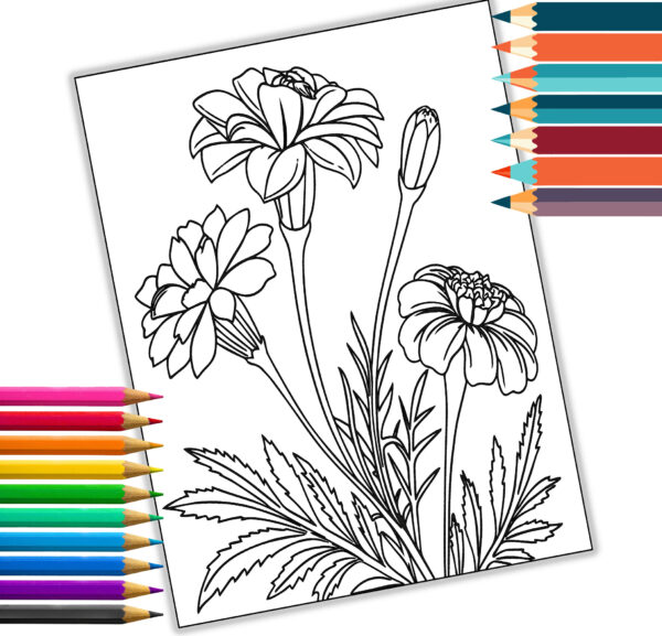 Beautiful Botanical Flowers Coloring Book | 29 Designs | Digital Download | Printable Adult Coloring Pages