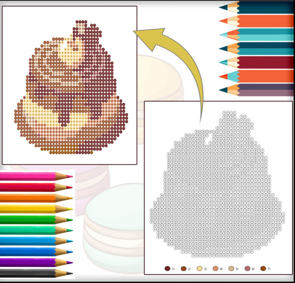 Color by numbers Circle Desserts Coloring Book | 25 Geometric Cake & Sweets Designs