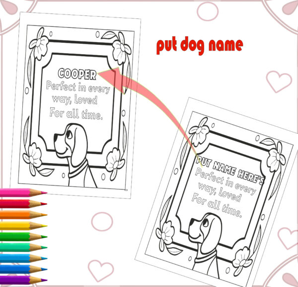 Customizable Pet Names Memorial Coloring Book with Quotes - Healing Tribute