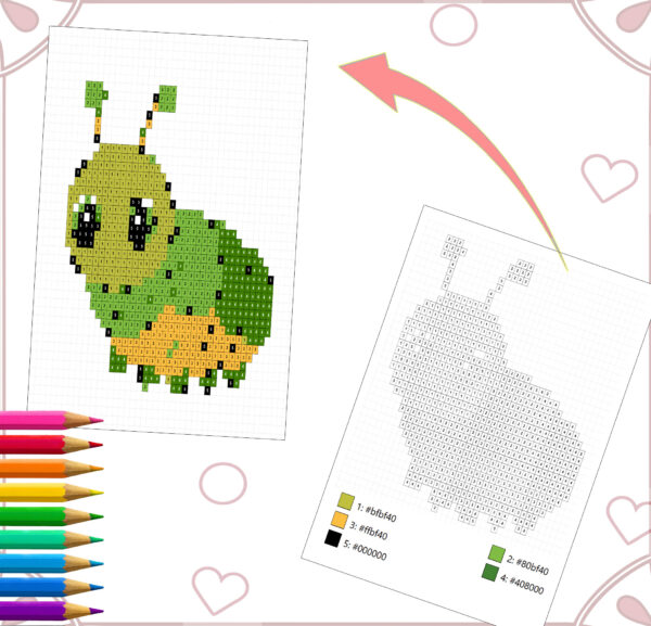 Cute Spring Pixel Art Color by Number | Digital Printable Coloring Pages