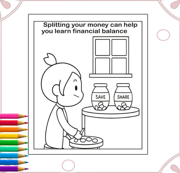 Financial Education Coloring Book for Kids | Money Basics | Printable Financial Literacy Activities | Saving, Spending & Sharing | Ages 6-10