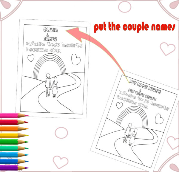 Personalized Wedding Coloring Activity Book - Unique Engagement Gift! -template canva