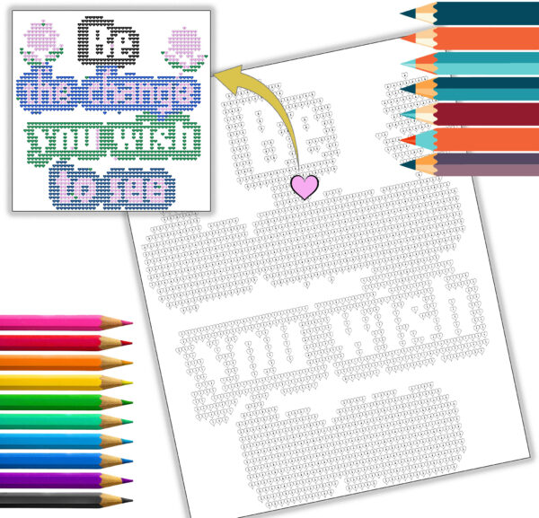Pixel Heart Positivity Coloring Book