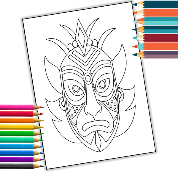 Tribal Masks Coloring Book: 30 Intricate Designs Inspired by Global Cultures | Printable PDF & Adult Coloring Pages | Cultural Art Therapy