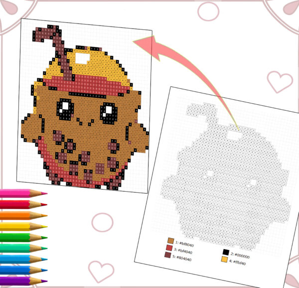 Color By Number Pixel Art Book - Cute Chubby Circular Characters