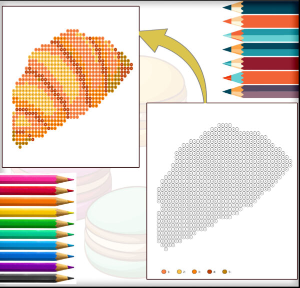Color by numbers Circle Desserts Coloring Book | 25 Geometric Cake & Sweets Designs