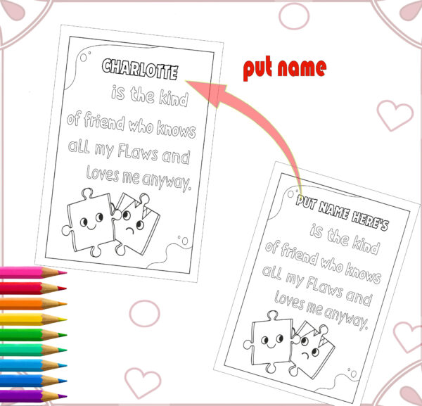 Customizable Name Quotes Friendship Coloring Book - Best Friend Gift- canva template
